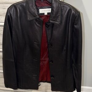 Liz Claiborne Black Leather Shirt Jacket